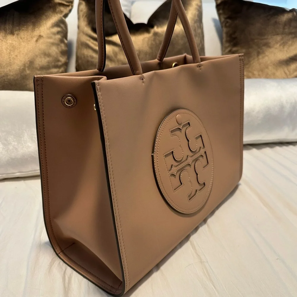 Tory Burch Caramel Brown Logo Tote